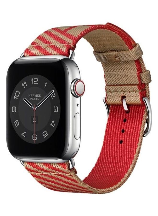 NIBEMINENT Replacement Watchband For Apple Watch Series 7/6/5/4/3/2/1/SE 42/44/45mm Beige/Red - Image 3