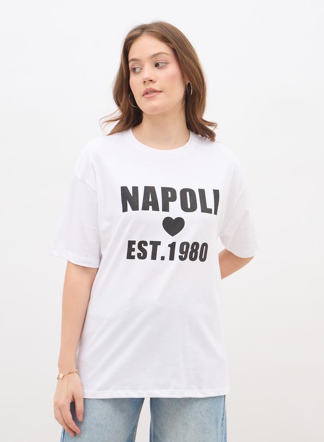 Styli Slogan Print Regular Fit T-Shirt - Image 2