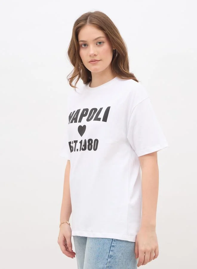 Styli Slogan Print Regular Fit T-Shirt