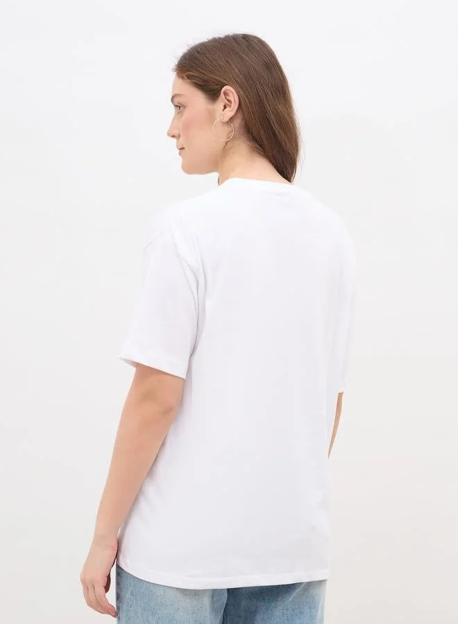 Styli Slogan Print Regular Fit T-Shirt