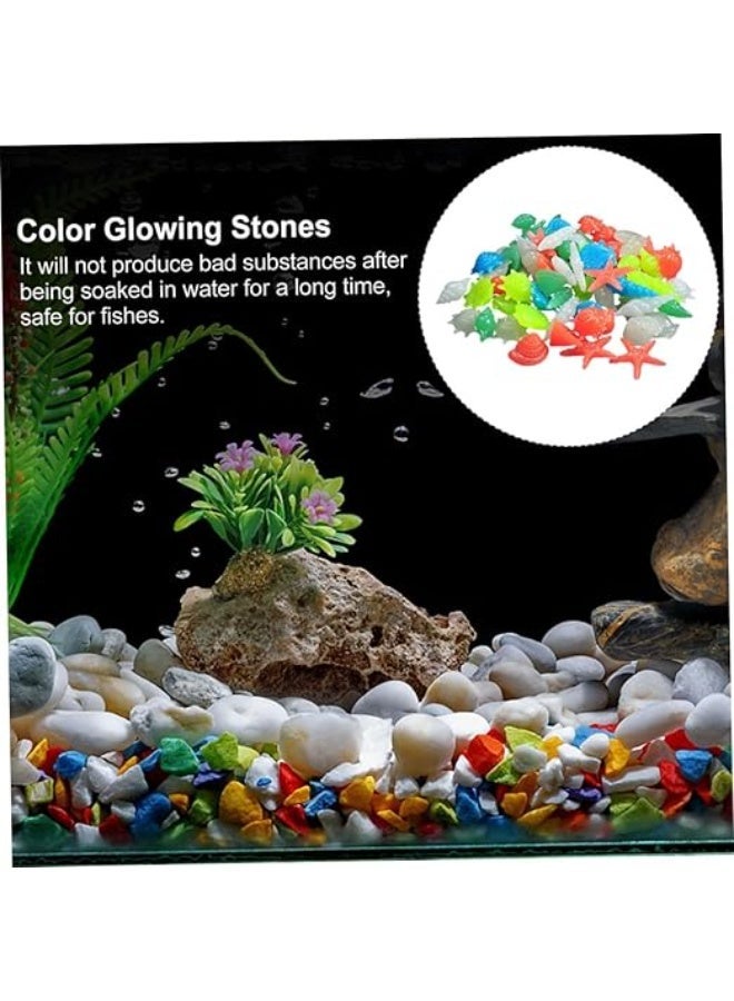 هوانغكسين مجموعة من 50 قطعة من الحصى الملون وأحجار الزينة لحوض الأسماك - Image 1
