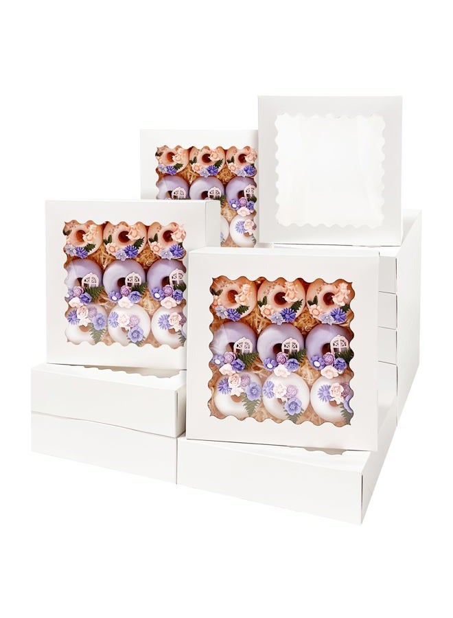 Bakepacker 36pcs White Cookie Boxes 10x10x2.5 inches Easy Assemble Macaroon Pastry Boxes Bakery Boxes with Window for Bakery (Auto-pop Up) - Image 1