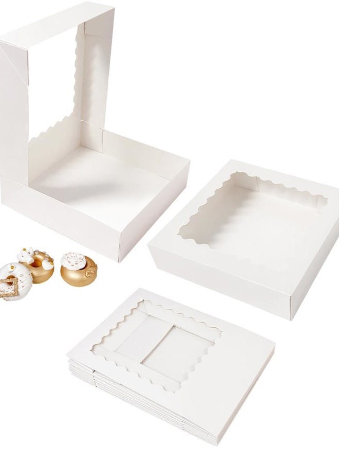 Bakepacker 36pcs White Cookie Boxes 10x10x2.5 inches Easy Assemble Macaroon Pastry Boxes Bakery Boxes with Window for Bakery (Auto-pop Up) - Image 2