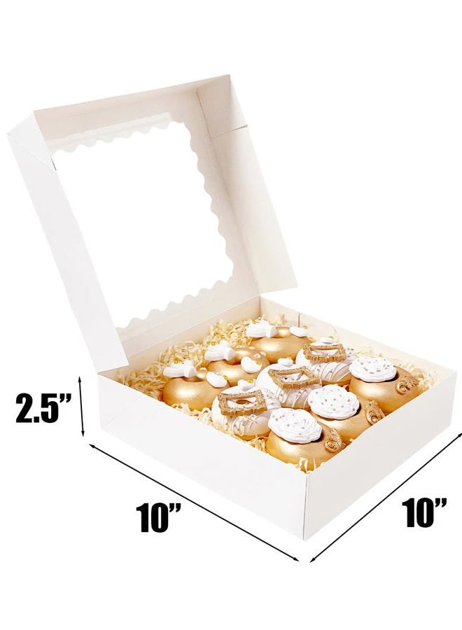Bakepacker 36pcs White Cookie Boxes 10x10x2.5 inches Easy Assemble Macaroon Pastry Boxes Bakery Boxes with Window for Bakery (Auto-pop Up) - Image 4