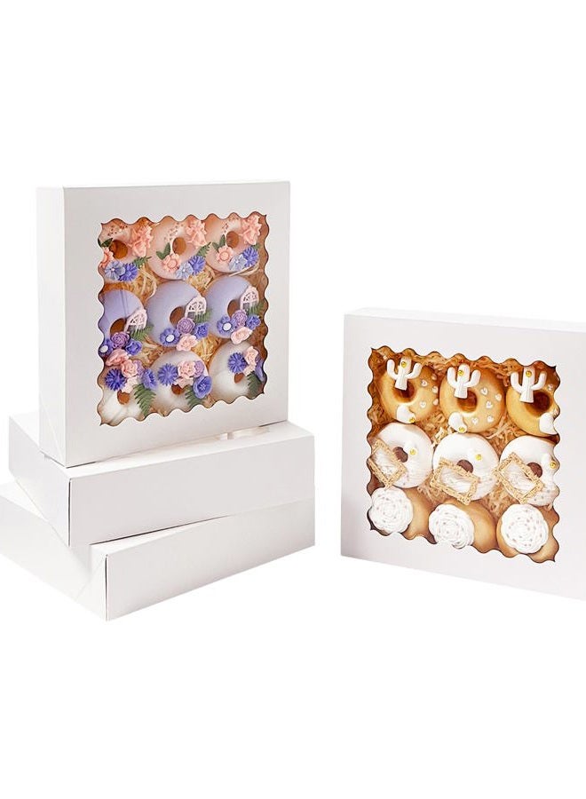 Bakepacker 36pcs White Cookie Boxes 10x10x2.5 inches Easy Assemble Macaroon Pastry Boxes Bakery Boxes with Window for Bakery (Auto-pop Up) - Image 5