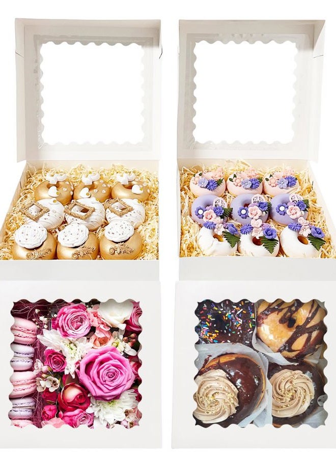 Bakepacker 36pcs White Cookie Boxes 10x10x2.5 inches Easy Assemble Macaroon Pastry Boxes Bakery Boxes with Window for Bakery (Auto-pop Up) - Image 3