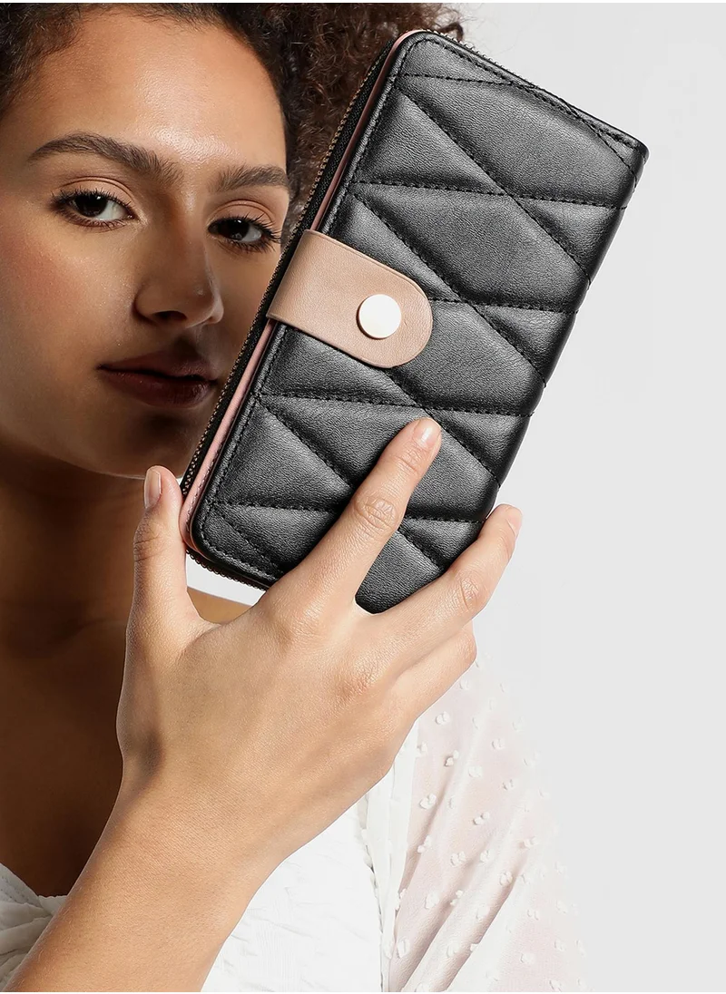Haute Sauce Black Textured Vegan Leather Wallet