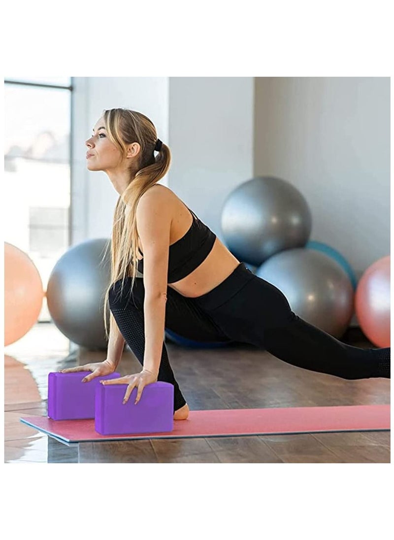 SKY-TOUCH Yoga Block 2 Pack High Density EVA Foam Blocks, Non-Slip Surface Cork Yoga Brick 9"x6"x3"Eco-Friendly EVA Foam Exercise Blocks Set for Improved Stretching Yoga/Pilates/Meditation-Purple  - Image 4