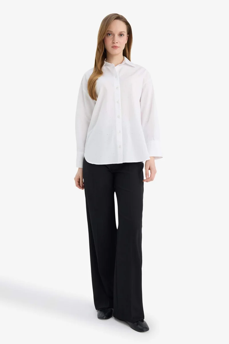 DeFacto Relax Fit Poplin Shirt Collar Long Sleeve Tunic