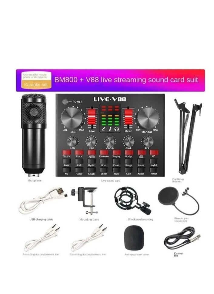 ELTRAZONE BM800 Professional Mic Condenser Microphone V88 Sound Card Set for Webcast Live Stream  - Image 2