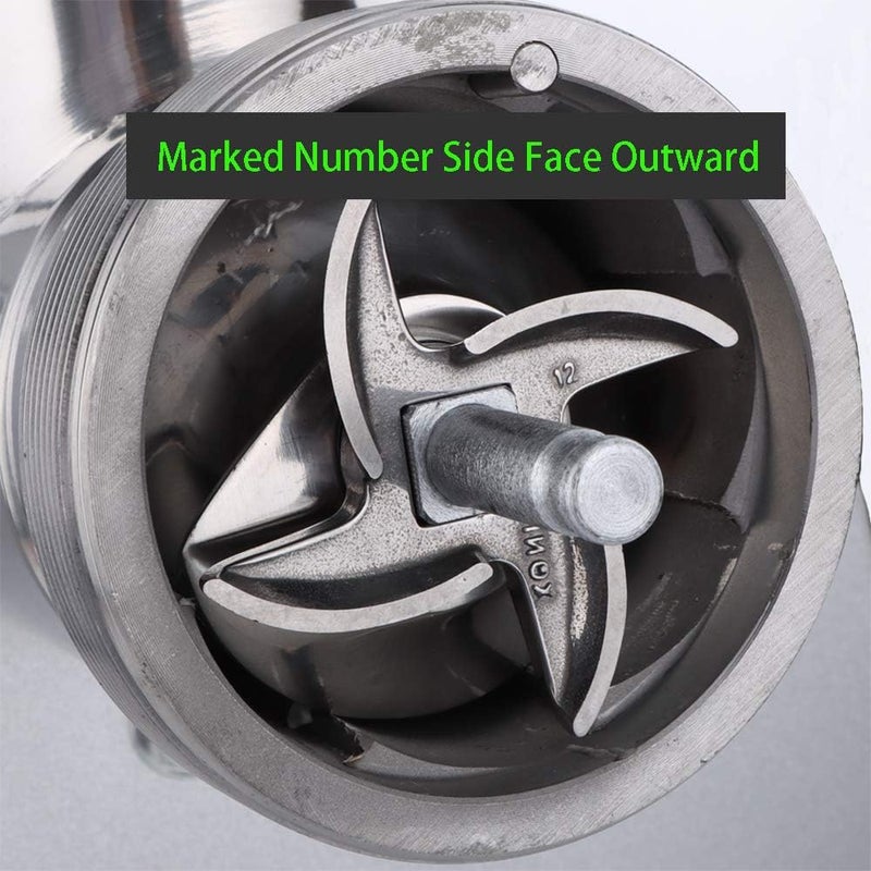 VTurboWay 2 Pack #12 Meat Grinder Blade Stainless Steel Knife Cutter Replacement for Grinders, Please check the size and shape - Image 2