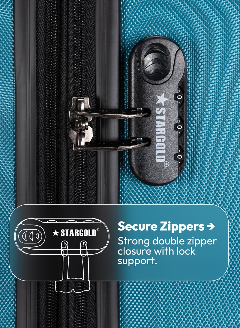 ستارجولد مجموعة أمتعة من 4 قطع، حقيبة سفر صلبة من مادة ABS مع سحاب قابل للتمدد، وعجلات دوارة 360 درجة، وقفل رقمي، وحقيبة سفر خفيفة الوزن بعجلات - Image 4