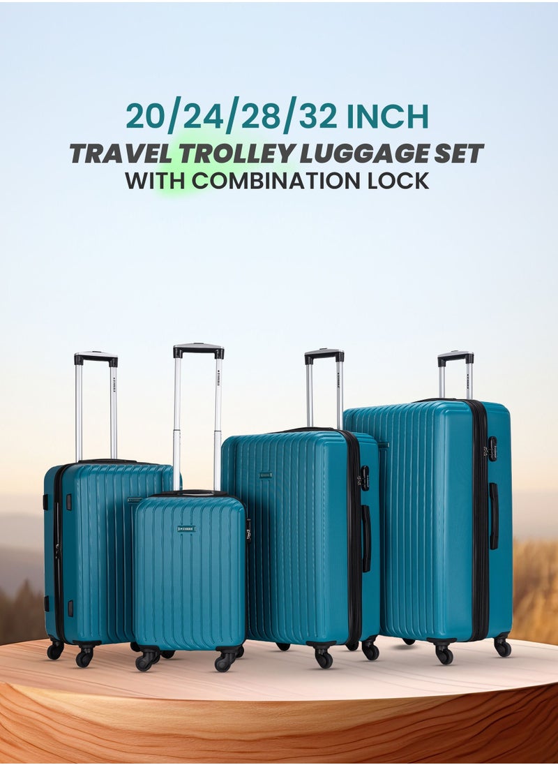 Stargold - 4 Pack Of Hardside Spinner Number Locked Luggage Trolley Indigo Blue - Image 1