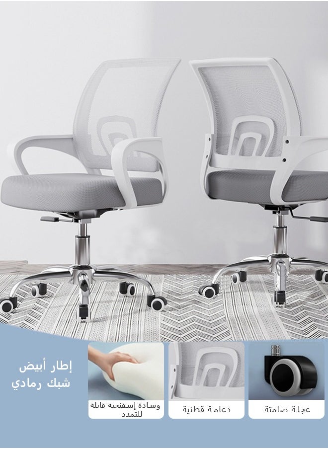 بوليفياز كرسي مكتب مريح بتصميم مريح للجسم مع دعم ظهر قابل للتعديل ومسند شبكي تنفس - كرسي مكتبي بإسفنج عالي الكثافة وقاعدة معدنية متينة | يدور ٣٦٠ درجة وارتفاع قابل للضبط للمنزل والمكاتب كرسي رمادي  - Image 2