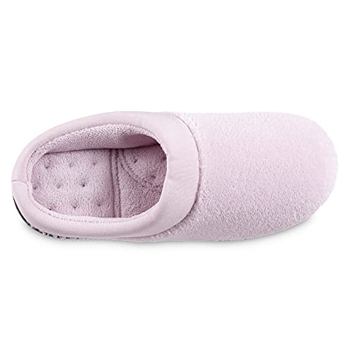 isotoner Women's Indoor/Outdoor Slip-on Terry and Satin Clog Slippers with Memory Foam Comfort , Petal Pink, 6.5-7 - Image 3