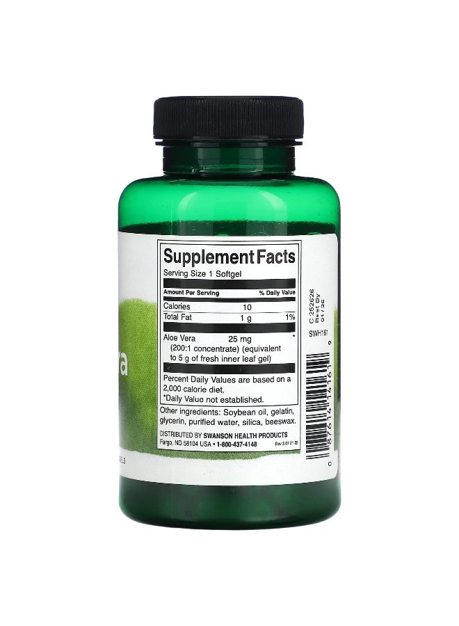 SWANSON Swanson, Aloe Vera, 25 mg, 100 Softgels - Image 2