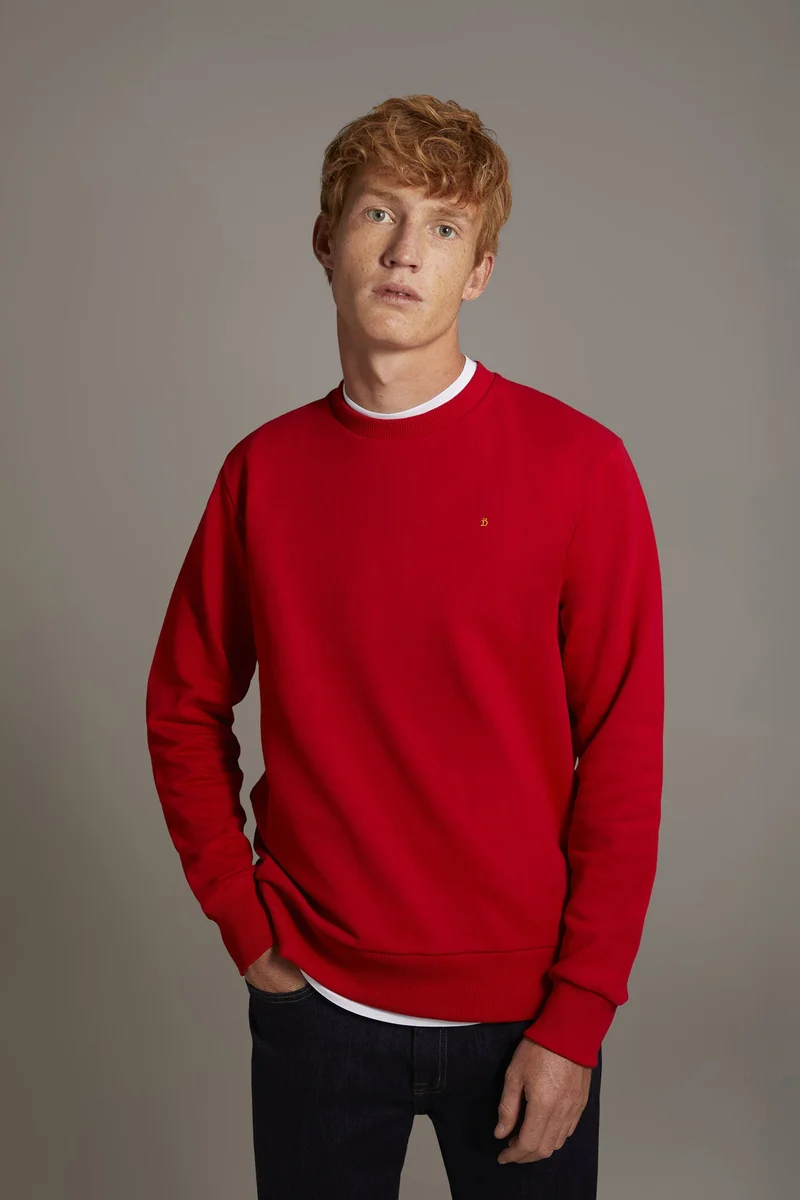دوبل غانغر Round neck 100% cotton sweatshirt made in Italy - Red