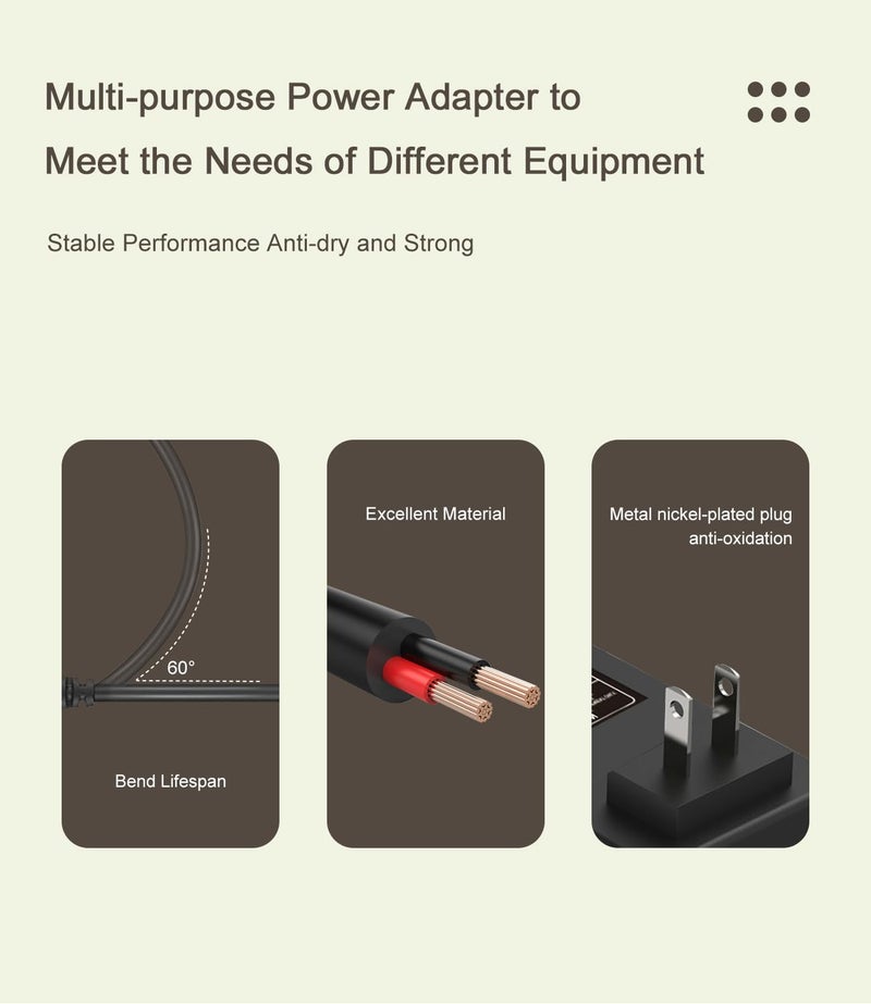 SmallSpark 9.5V 1A AC/DC Power Supply Adapter for Casio Piano Keyboard ADE95100LU/B SA-46 SA-47 SA76 SA-77 SA-78 CTK-2080 CTK-2550 CTK-3200 CTK-3500 LK-265 LK-280 CT-X700 CT-X800 CT-S300 Charger Cable (6 FT) - Image 5