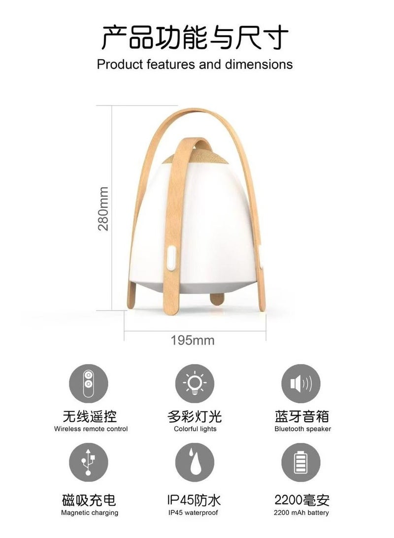 MOXOM Darsidy Portable Sound Lamp, Table Night Lamp with RGB, Multifunctional Bluetooth Speaker with 10 Changeable Colors for Bedroom, Party and Outdoor Camping IP44 - Image 4