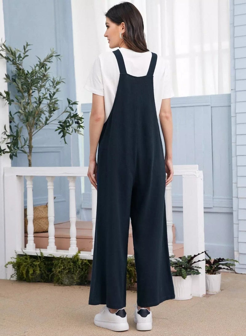 Maternity Patch Pocket Wide Leg Overall Jumpsuit  - Image 2