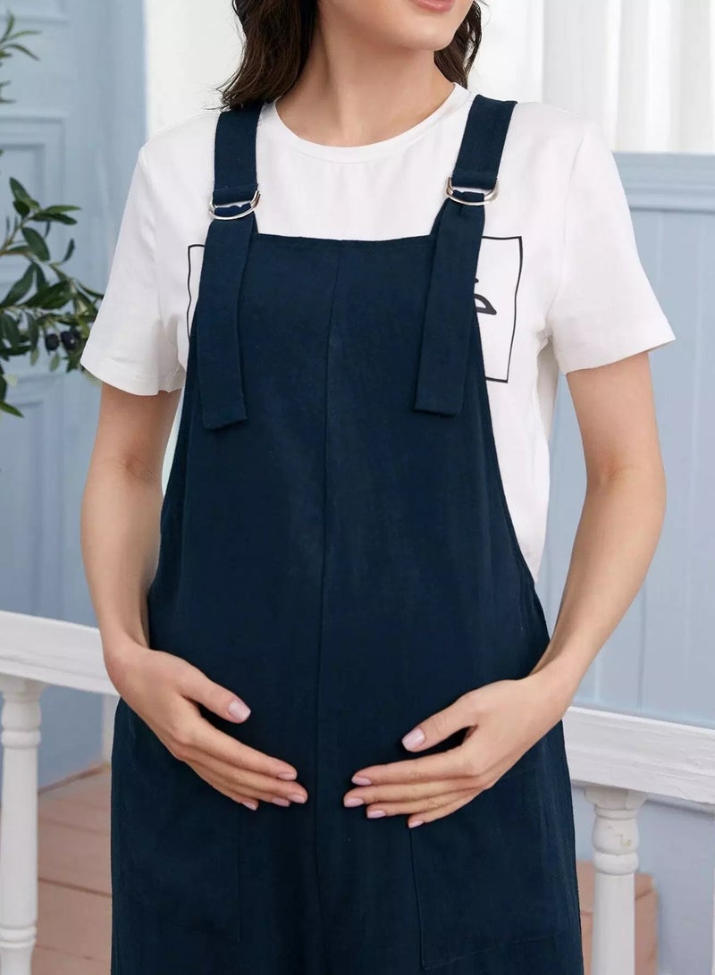 Maternity Patch Pocket Wide Leg Overall Jumpsuit  - Image 5