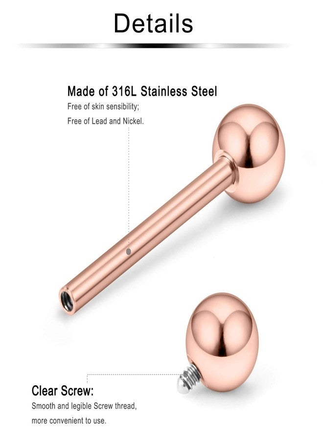 Ftovosyo 2PCS 14G 316L Stainless Steel Internally Threaded Tongue Nipple Shield Barbell Ring Bar Body Piercing Jewelry Retainer 14mm Rose Gold - Image 5