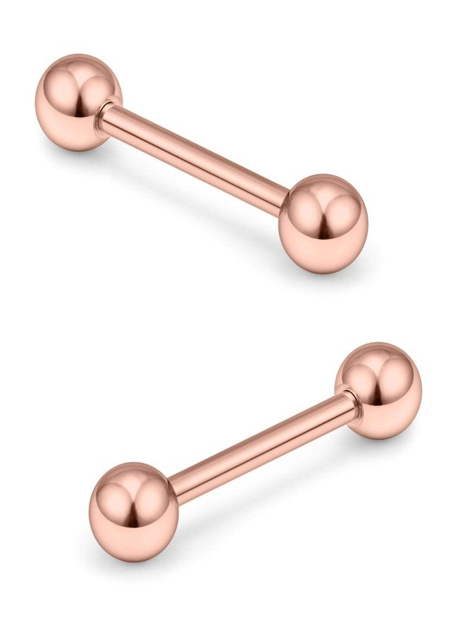 Ftovosyo 2PCS 14G 316L Stainless Steel Internally Threaded Tongue Nipple Shield Barbell Ring Bar Body Piercing Jewelry Retainer 14mm Rose Gold - Image 4