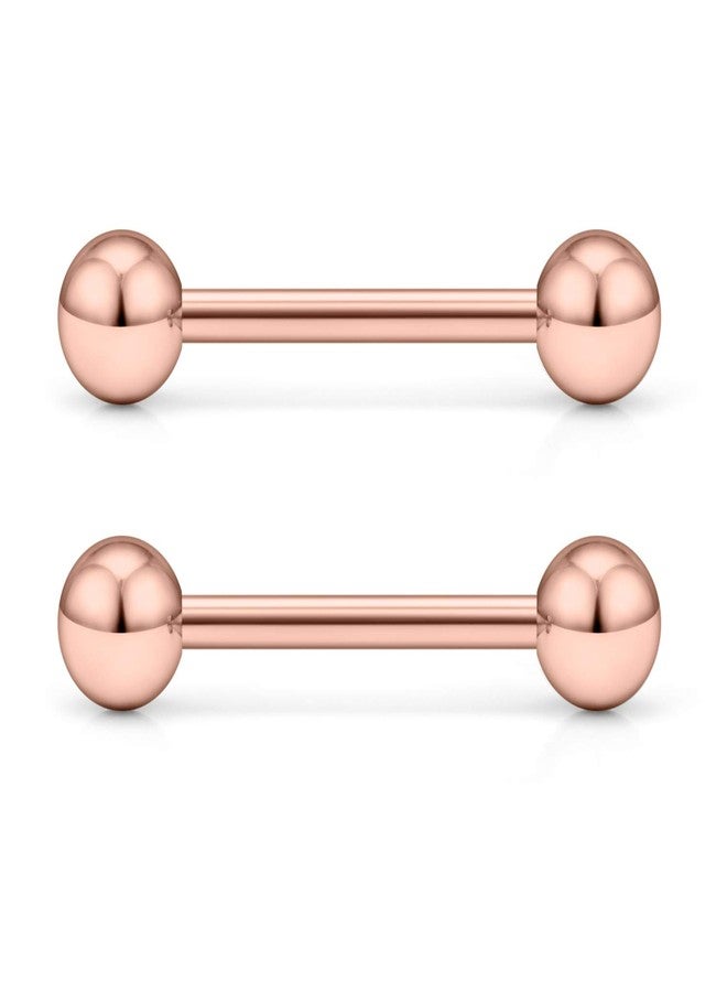 Ftovosyo 2PCS 14G 316L Stainless Steel Internally Threaded Tongue Nipple Shield Barbell Ring Bar Body Piercing Jewelry Retainer 14mm Rose Gold - Image 1