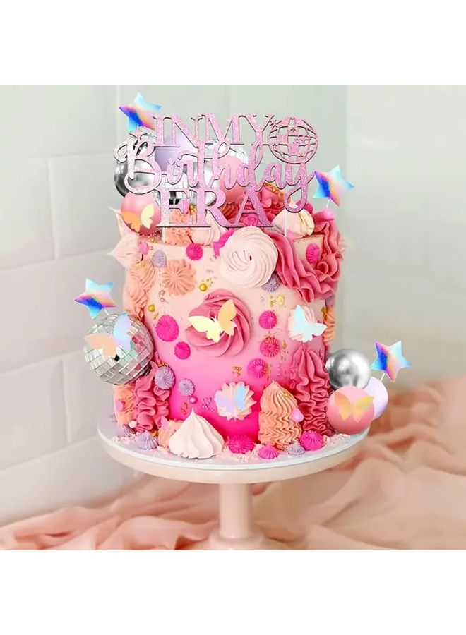 LAVENTY Multicolor Birthday Era Party Decor Kit With Glam Cake Topper Colorful Balloons Butterfly Accents And Photo Backdrop For Themed Celebrations - Image 1