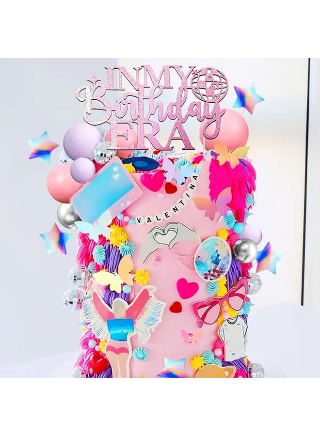 LAVENTY Multicolor Birthday Era Party Decor Kit With Glam Cake Topper Colorful Balloons Butterfly Accents And Photo Backdrop For Themed Celebrations - Image 2