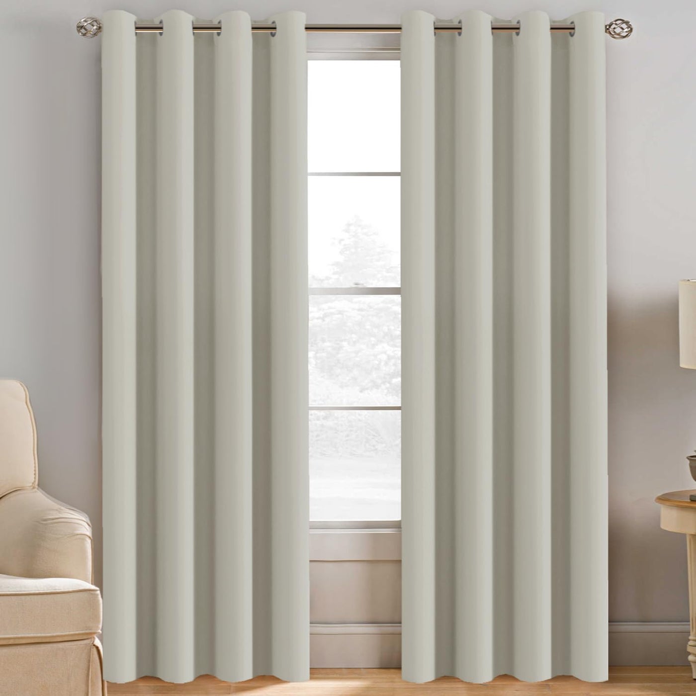 H.VERSAILTEX Ivory Curtains for Bedroom Window Treatment Blackout Thermal Insulated Room Darkening Solid Grommet Curtains/Drapes for Living Room (Set of 2 Panels, 52 by 84 Inch Long, Ivory/Cream)