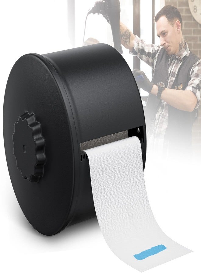 Noverlife Neck Strip Dispenser, Black Barber Neck Strip Holder Dispenser with 4PCS Adhesive Pads for Wall Mounting Hanging Up, Neck Strip Paper Roll Dispenser Neck Strip Container for Hair Salon & Barber Shop - Image 1