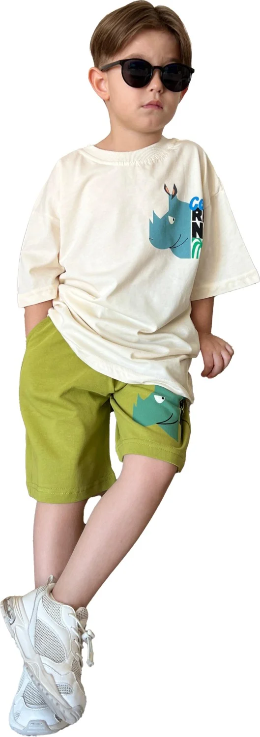 مينيمن جيجيليري My Little Ones Cool Rhino Boy's Set - Cream-Green