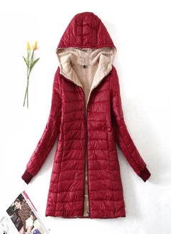 Autumn and Winter New European and American Lamb Fleece Mid Length Warm Hooded Cotton Coat Women's Top Plus Size Cotton Coat