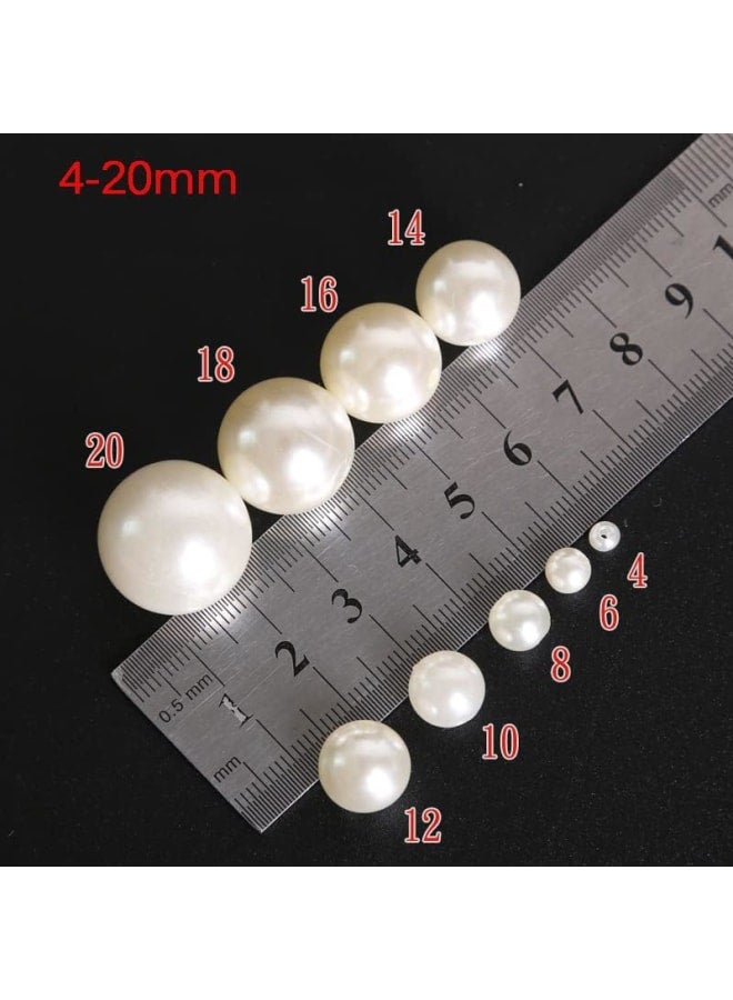 4 mm-20 mmABS Straight Holes Round Acrylic Sewing Bead Spacer Beads Weeding Clothing Shoes Bag Craft Supplies DIY Jewellery Making Rice White, 14 mm - of 10  - Image 2