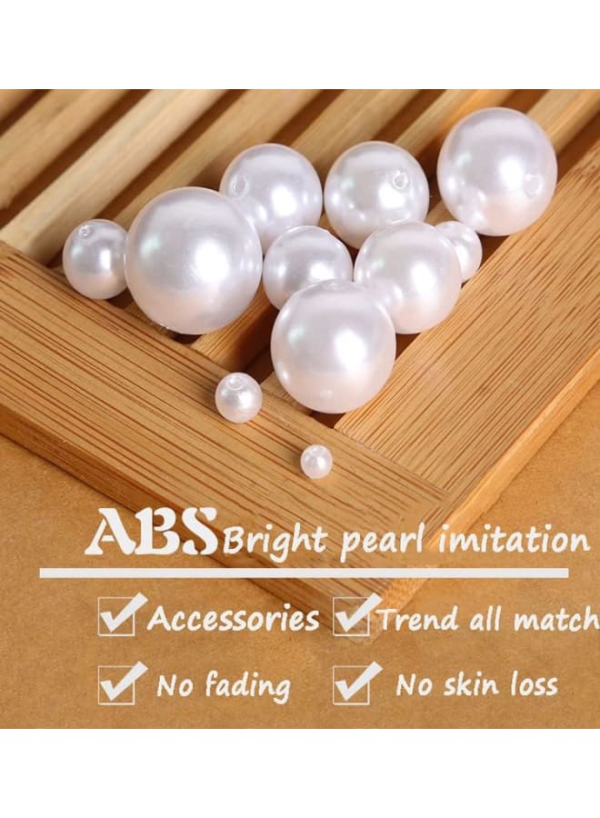 4 mm-20 mmABS Straight Holes Round Acrylic Sewing Bead Spacer Beads Weeding Clothing Shoes Bag Craft Supplies DIY Jewellery Making Rice White, 14 mm - of 10  - Image 5