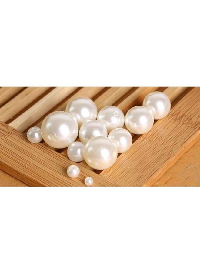 4 mm-20 mmABS Straight Holes Round Acrylic Sewing Bead Spacer Beads Weeding Clothing Shoes Bag Craft Supplies DIY Jewellery Making Rice White, 14 mm - of 10  - Image 1