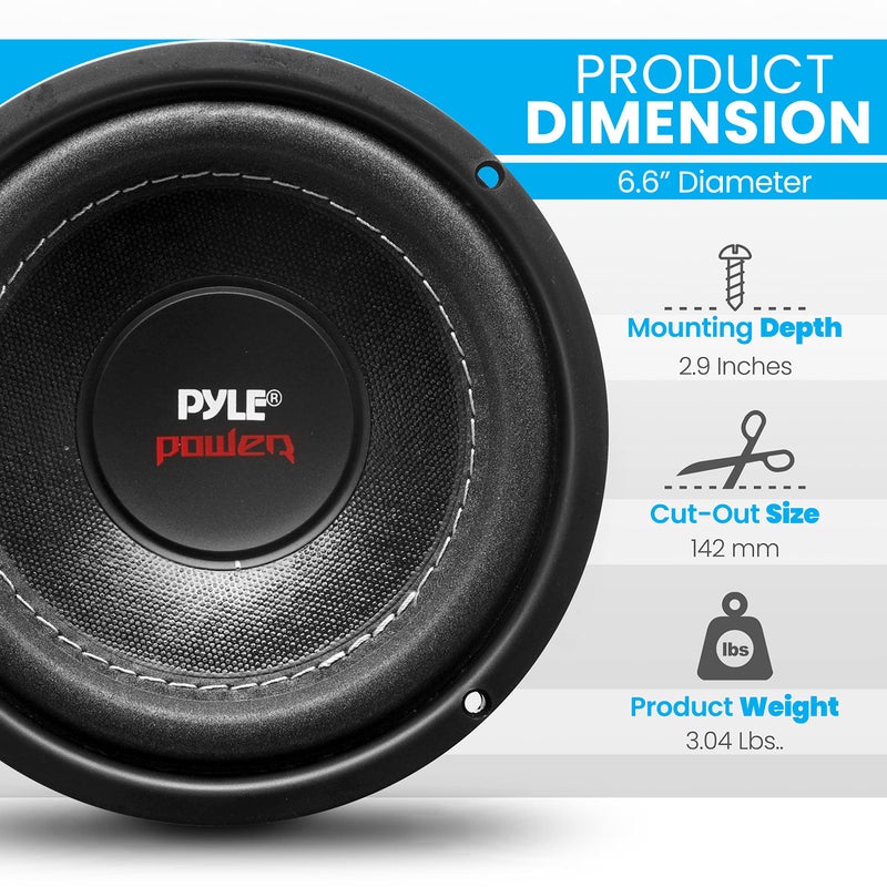 Pyle Car Vehicle Subwoofer Audio Speaker - 6.5 Non-Pressed Paper Cone, Black Plastic Basket, Dual Voice Coil 4 Ohm Impedance, 600 Watt Power, Foam Surround for Vehicle Stereo Sound System - Pyle PLPW6D - Image 2