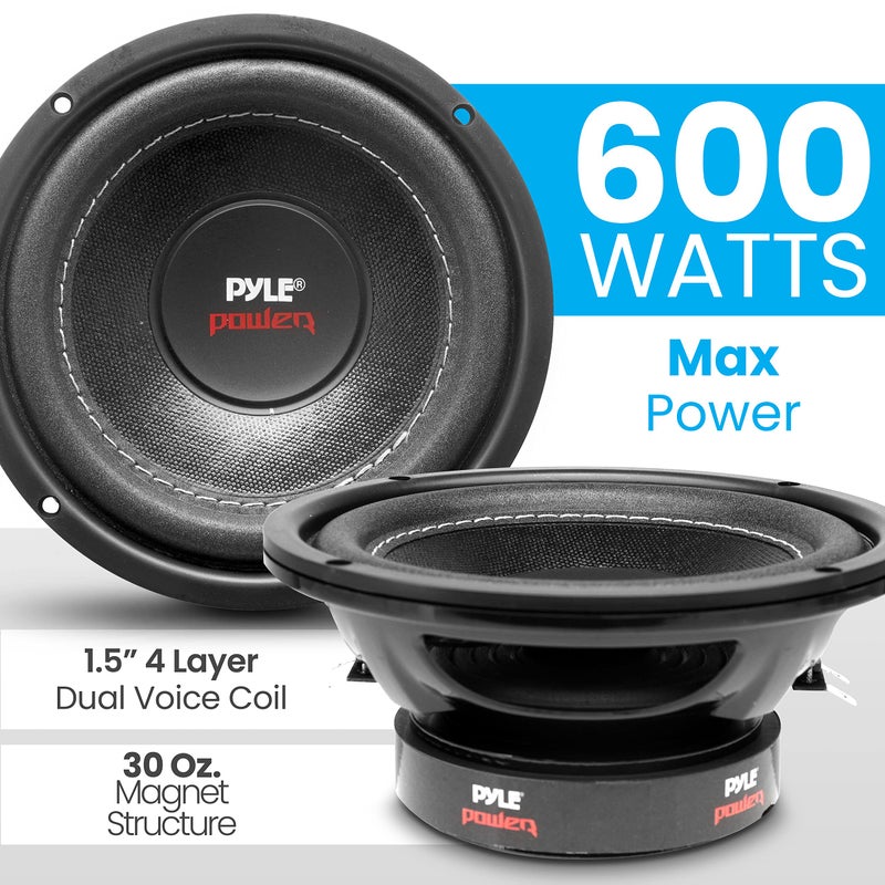Pyle Car Vehicle Subwoofer Audio Speaker - 6.5 Non-Pressed Paper Cone, Black Plastic Basket, Dual Voice Coil 4 Ohm Impedance, 600 Watt Power, Foam Surround for Vehicle Stereo Sound System - Pyle PLPW6D - Image 3