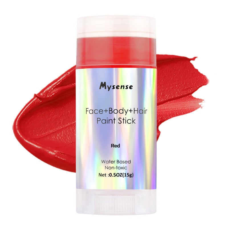 Mysense Red Face Body Hair Paint Stick,Water Based Washable Temporary Hair Color,Non-toxic Cream Body Paint for Adults and Kids Halloween SFX Cosplay Devil Makeup,0.5oz - Image 1