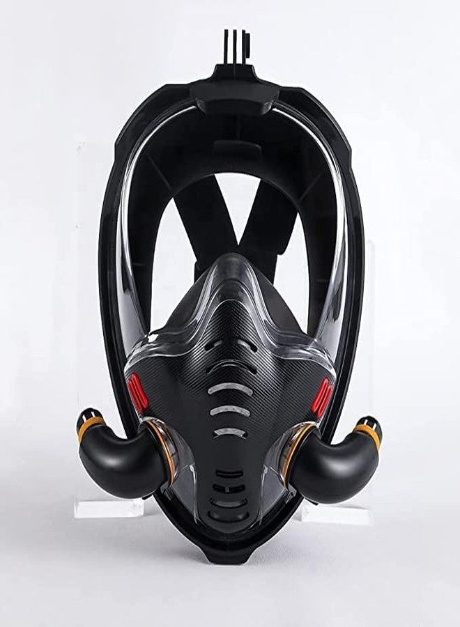 VBM Snorkel Mask Double Tube Snorkeling Gear Diving Mask Scuba Mask Full Face Underwater 180°View Panoramic Easy Breathing Anti-Fog & Anti-Leak for Adult (Black L/XL) - Image 2
