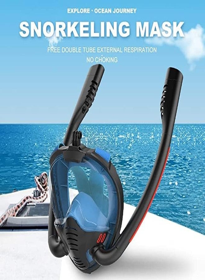 VBM Snorkel Mask Double Tube Snorkeling Gear Diving Mask Scuba Mask Full Face Underwater 180°View Panoramic Easy Breathing Anti-Fog & Anti-Leak for Adult (Black L/XL) - Image 3