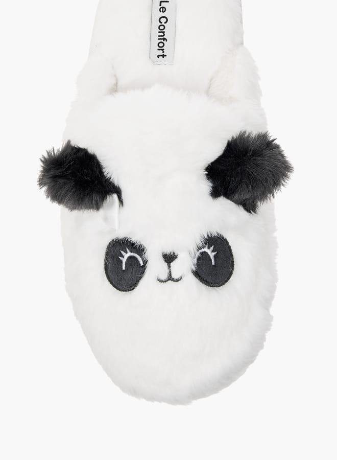 Le Confort Womens Panda Ear Applique Faux Fur Bedroom Mules  - Image 3