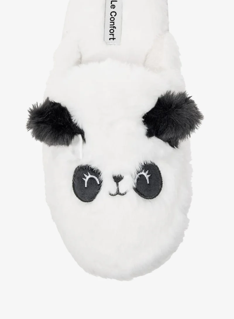 Le Confort Womens Panda Ear Applique Faux Fur Bedroom Mules