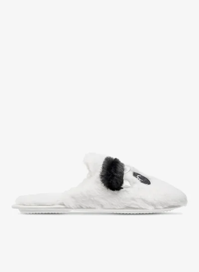 Le Confort Womens Panda Ear Applique Faux Fur Bedroom Mules