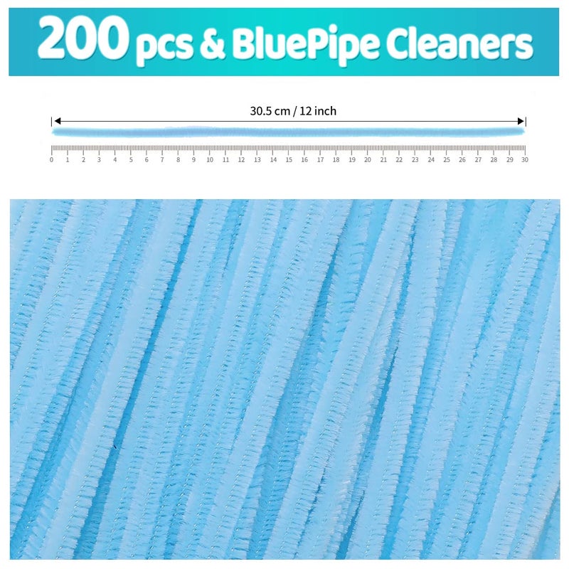 Iooleem 200pcs Light Blue Pipe Cleaners, Chenille Stems, Pipe Cleaners for Crafts, Pipe Cleaner Crafts, Art and Craft Supplies. - Image 2