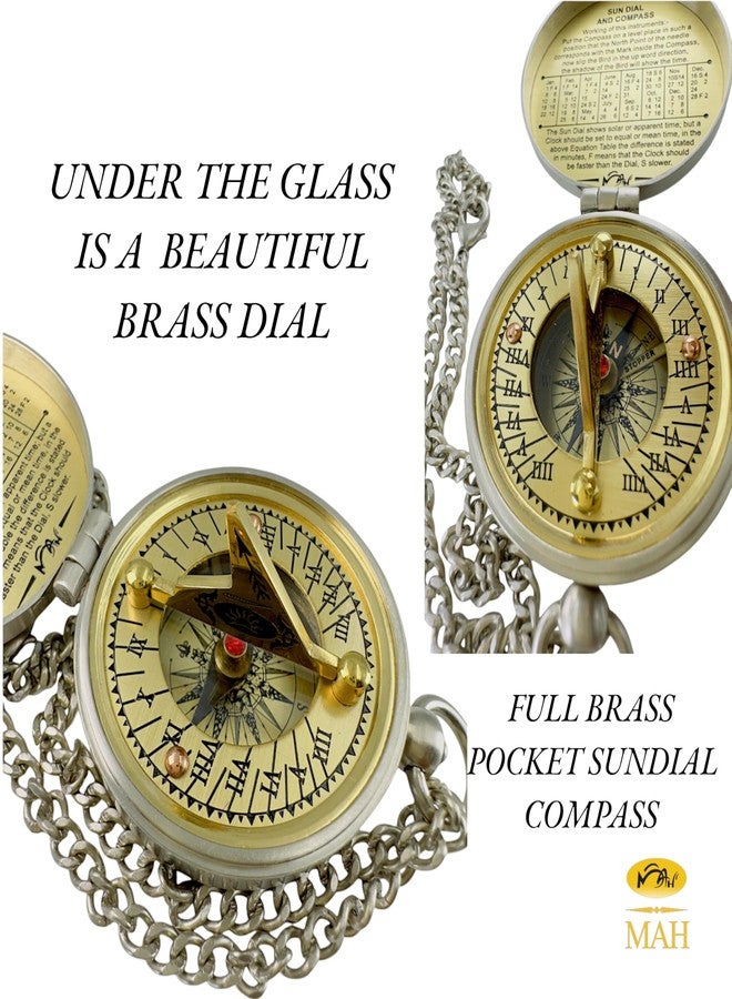 MAH بوصلة شمسية جيبية هدية مثالية للذكرى السنوية، مناسبة للرجال والنساء - أفكار هدايا مميزة للزوج أو الزوجة، ساعة شمسية مع مخطط إرشادي؛ احتفال بذكرى زواج الرجال الخمسين، الأربعين، الخامسة والعشرين، العشرين، والسنة الأولى - Image 5