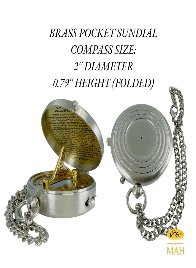 MAH بوصلة شمسية جيبية هدية مثالية للذكرى السنوية، مناسبة للرجال والنساء - أفكار هدايا مميزة للزوج أو الزوجة، ساعة شمسية مع مخطط إرشادي؛ احتفال بذكرى زواج الرجال الخمسين، الأربعين، الخامسة والعشرين، العشرين، والسنة الأولى - Image 3