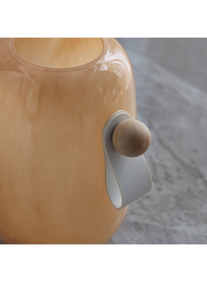 Home Box Auden Glass Vase with Leather Handle 15 x 16 x 12 cm  - Image 3