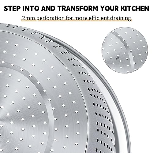 Gulex Colander 304 Stainless Steel 3-quart with Mixing Bowls, Strainer for Kitchen Food For washing vegetables, fruit, rice, Dishwasher Safe. (2PC) - Image 2